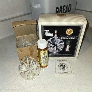 Lamplight Farms Blown Glass Oil Candle Lamp Starburst Globe - New In Box Vintage